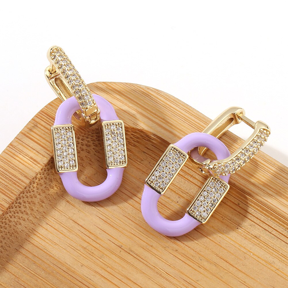 Y2K-pendientes de aro esmaltados para mujer, aretes de gota geométricos, joyería de la amistad, , 2022