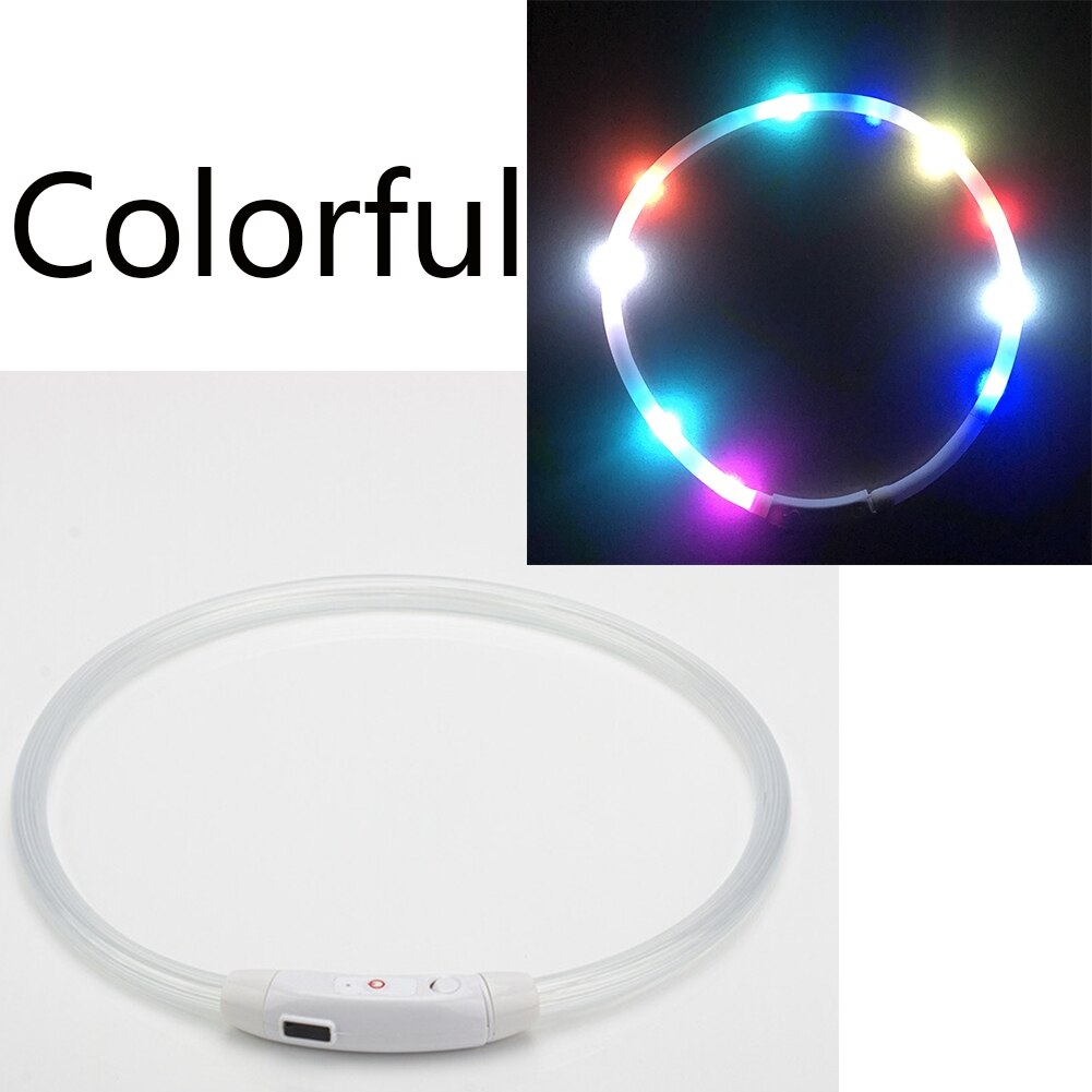 Pet Dog LED Collar USB Rechargeable Luminous Flashing Collar Pet Necklace Outdoor Glowing Walking Night Safety Accessories: A / M