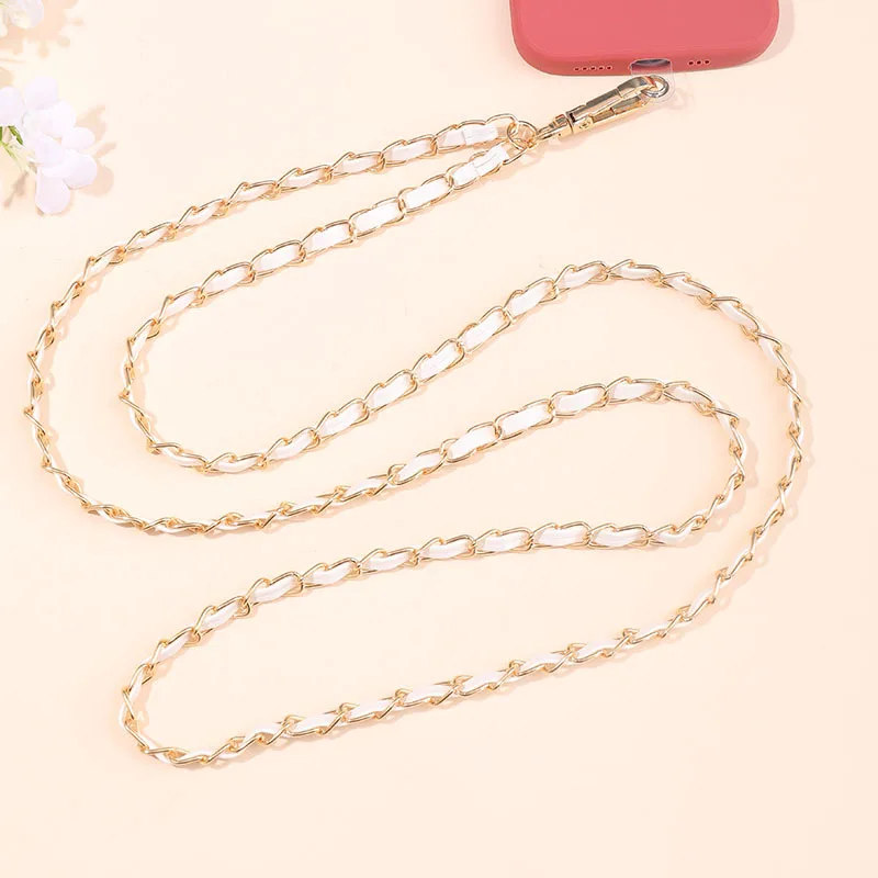 Universellt telefonsnodd metallhalsrem nyckelband för mobiltelefoner anti-borttappningsremmar greppkedja crossbody-tillbehör: Rosa
