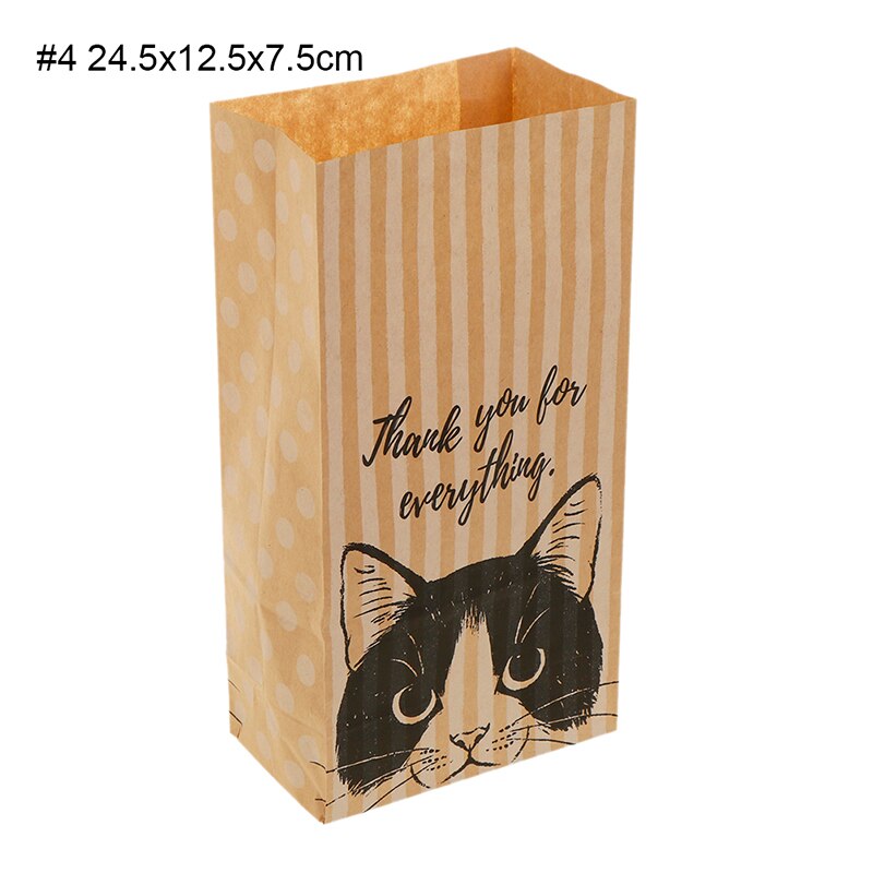 10 stuks verpakking bruiloft thuis feest verjaardag verpakking kattenpatroon kraft papieren zak snoep koekjes kraft papieren zakken: P4