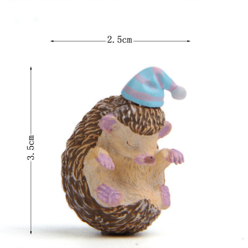 Sødt pindsvin dyr miniature dukkehus have hjem bonsai dekoration mini legetøj håndværk ornamenter mikro indretning gør det selv