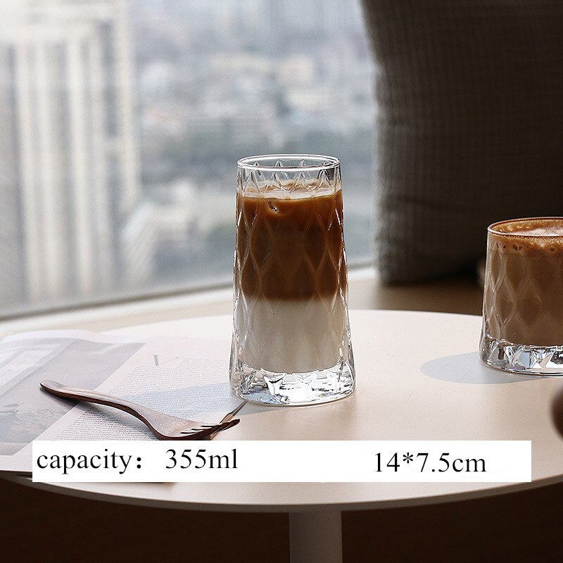 Ruit Transparant Glas Melk Kopjes Koffie Cup Theekopjes Drinkglazen Clear Cocktail Water Glaswerk Latte Sap Mokken