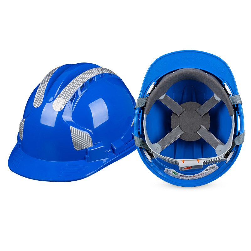 Reflective Hard Hat Outdoor Working Safety Helmet Breathable Construction ABS Work cap High strength Head protection: Blue