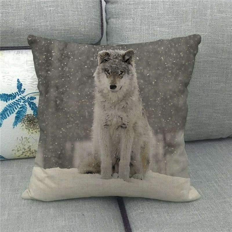 Poszewki na poduszki okrutna bestia wilk poduszka w kształcie zwierzęcia pokrywa 45x45cm dekoracja salonu domu pościel/bawełna poszewka na poduszkę Decor: 11
