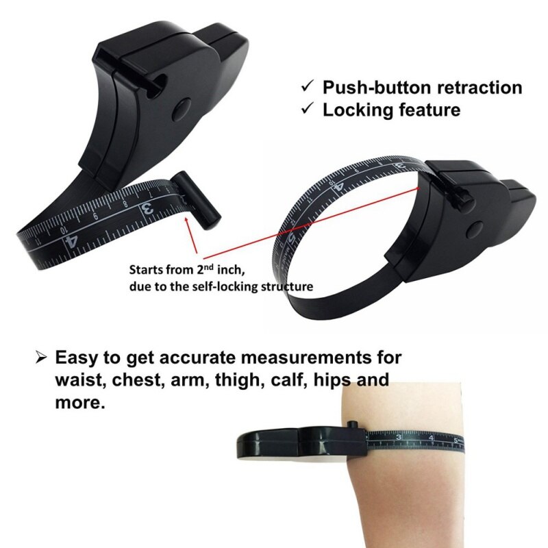 Skinfold Body Fat Caliper Body Fat Tester Skinfold Measurement Tape with Measurement Chart Outdoor Fitness Equipment