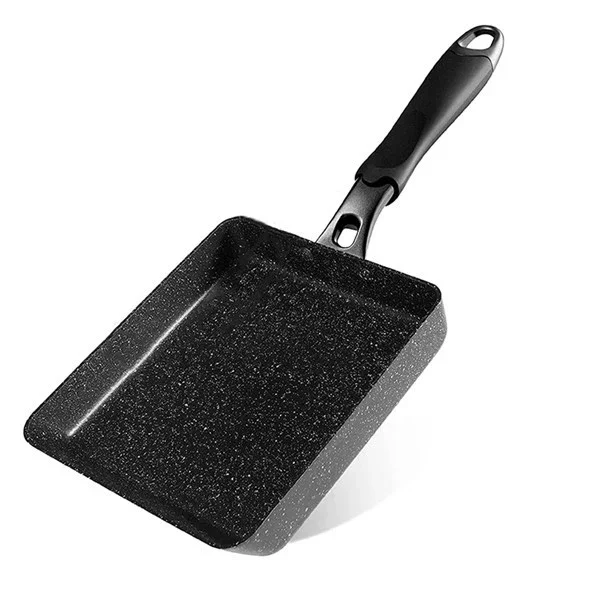 Japanische Omelettpfanne / Tamagoyaki-Pfanne, rechteckige Eierpfanne mit Antihaftbeschichtung – optionaler Deckel und Spatel – Aluminiumlegierung: Burgunderrot