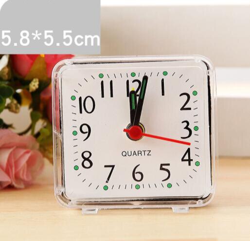 Square table clock Small Bed Compact Travel Quartz Beep desk Clock Cute Portable electronic desk clock masa saati: white