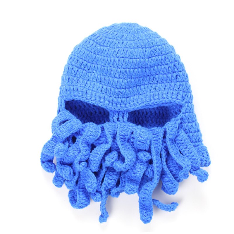 Nyhet rolig fest bläckfisk skäggmössa unisex djur cthulu virkad tentakel stickad vindmask skidkeps halloween hattar