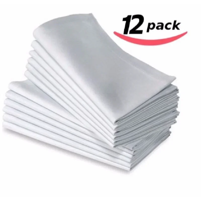 12 st 100%  bomullsrestaurangmiddagsdukar linne vita 50 x 50cm premium hotellservetter