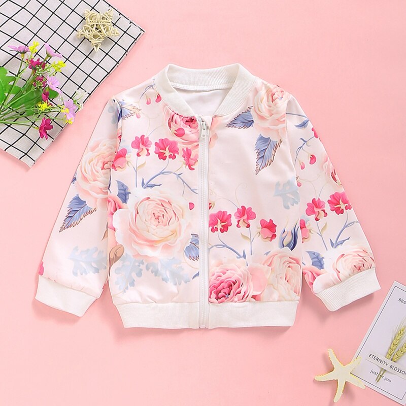 Cappotto per bambina primavera autunno cappotto con cerniera floreale principessa abbigliamento per bambini camicetta a maniche lunghe cappotto di fiori di alta moda