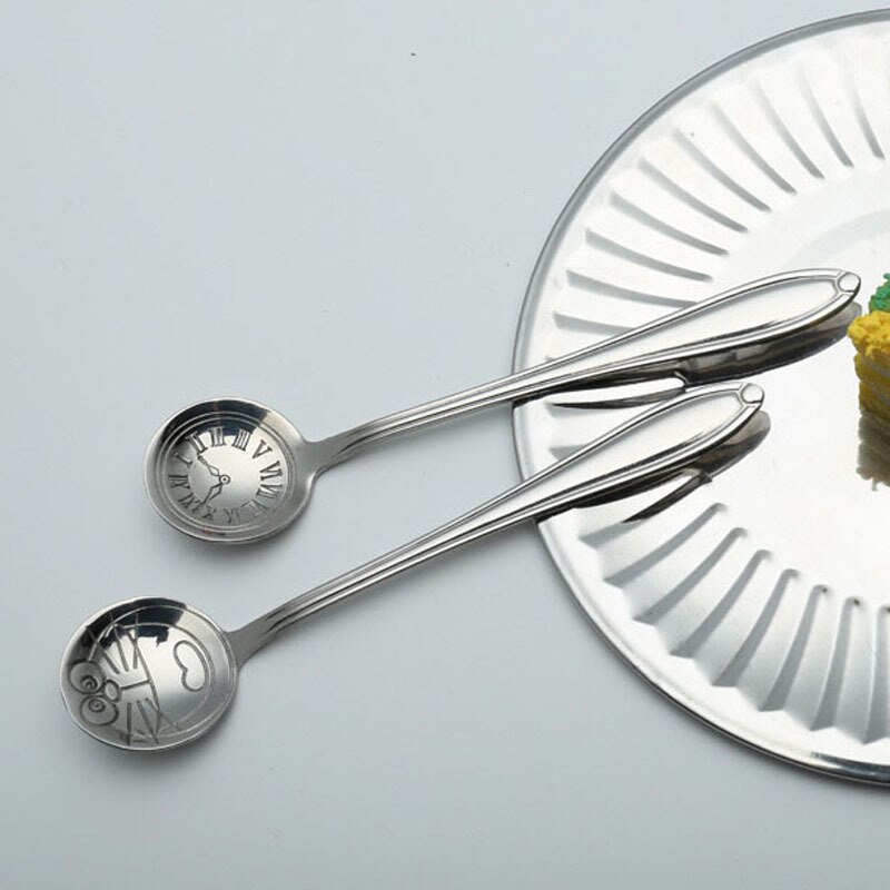 ZORASUN 12CM de largo mango bonito gatito de dibujo animado oso cuchara de café acero inoxidable para postre cucharas estilo moderno Paquete de 4 piezas