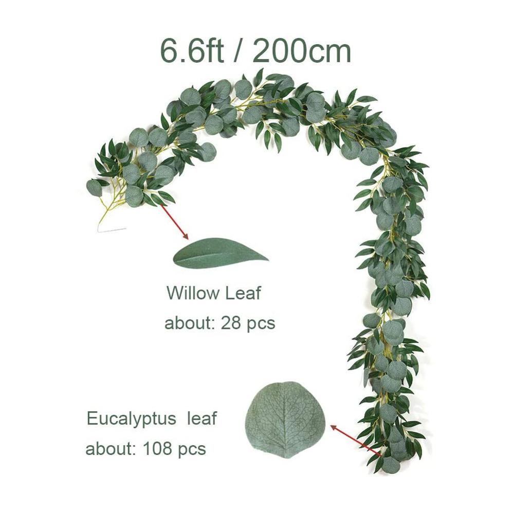 1pcs Artificial Eucalyptus Leaves Garland with Willow Vines Twigs Leaves for Wedding Party Table Runner Greenery Garland Indoor