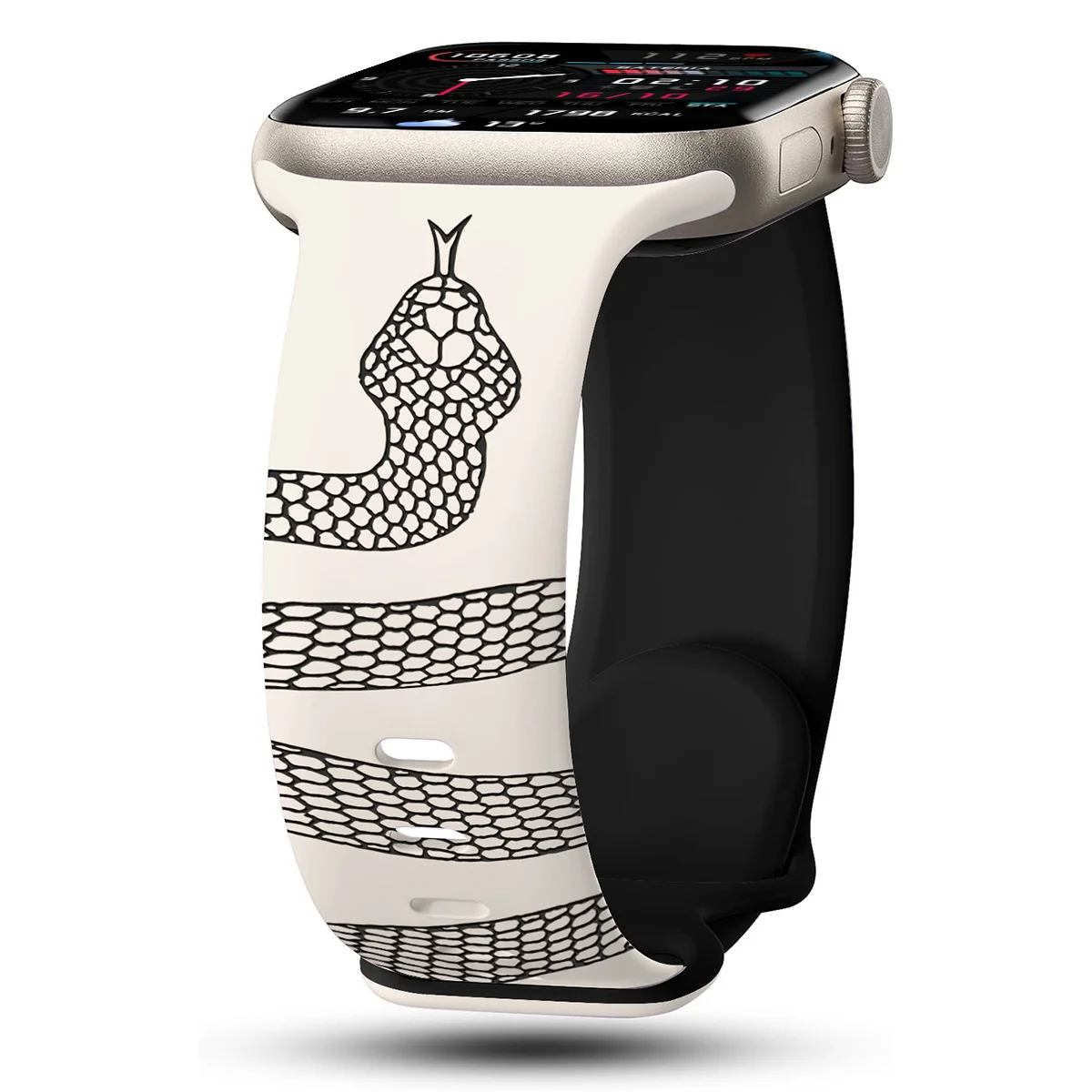 bracelet en Silicone serpent gravé pour Apple Watch 42mm 46mm 49mm 41 45 40 38 bracelet pour montre S10 9 8 7 parfait usage quotidien Sport: M / SABLE ROSE