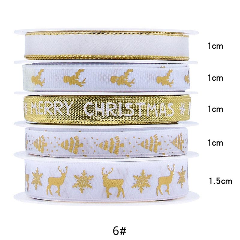 Polyester Weihnachten Thema Druck Band Set Home Textil Handwerk Dekoration Band 5 Meter/Farbe TJ1382: 6