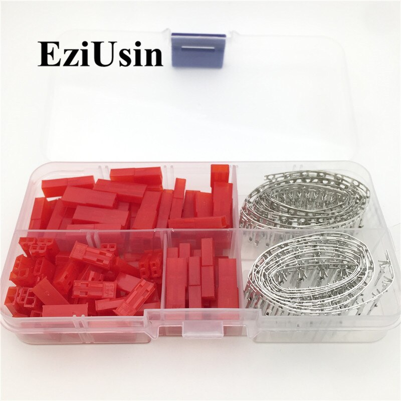 2.54mm JST SYP 2p Female & Male Red Plug Housing Crimp Terminal Connector Kit JST-SYP-2A 300Pcs (50set) for RC Lipo Battery