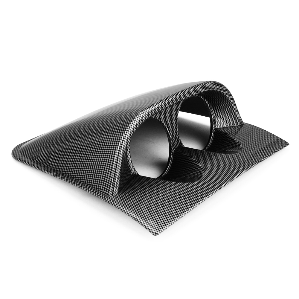 universell Dobbel trippel måler pod 2 tommer 52mm dashbord svart karbonfiber fargemåler pod montere holder: Dobbeltmåler karbon