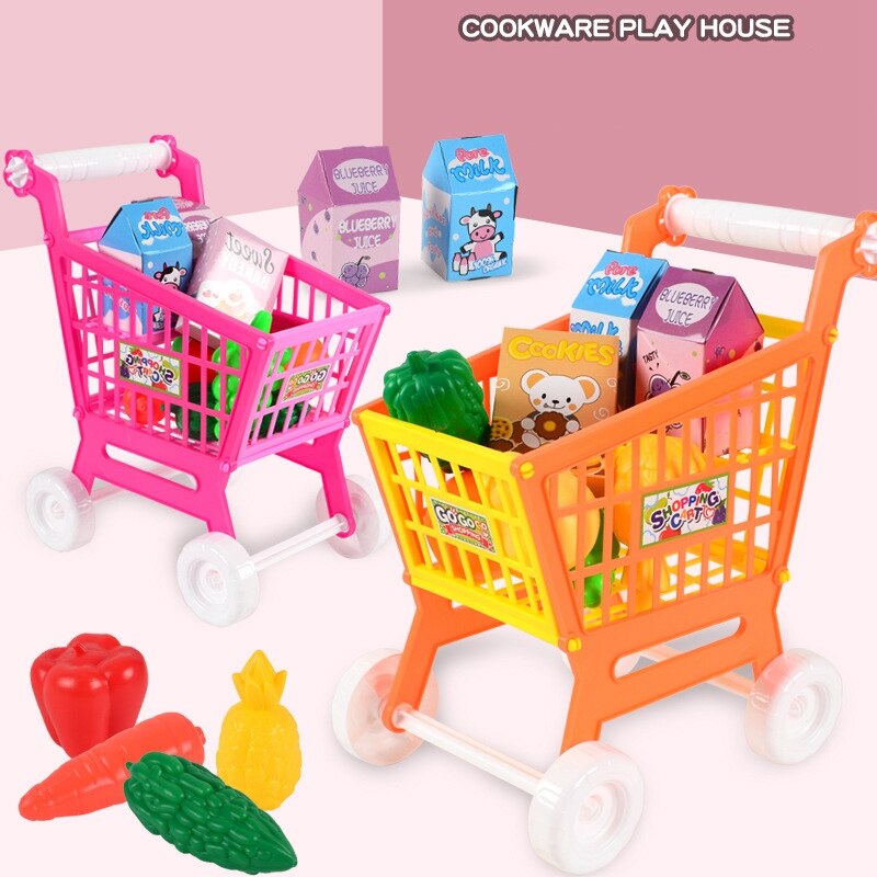 Kinderen Winkelwagentje Speelgoed Kinderen Educatief Supermarkt Winkelwagen 21 Pcs Rollenspel Speelgoed