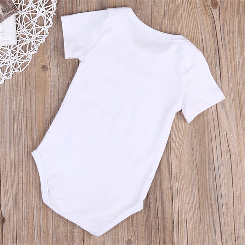 Brand Pasgeboren Baby Baby Meisjes Jongens Brief Bodysuits Beste Tante Print Korte Mouw Witte Jumpsuits Zomer Kleding 0-18M