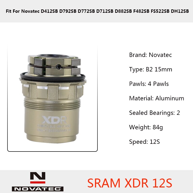 Novatec D712SB FS522SB D412SB D772SB D792SB DH12SB D882SB Fiets Hub 12S Type B2 Aluminium Freehub Freewheel XDR Cassette Lichaam