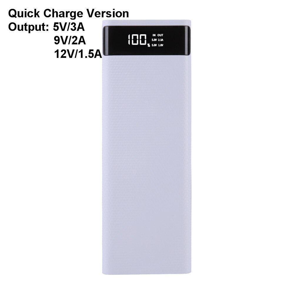 30000mAh Micro Type C Dual USB Power Bank Battery Charge Case 10*18650 Battery Storage Box Digital Display Power Bank Kit: Quick Charge White