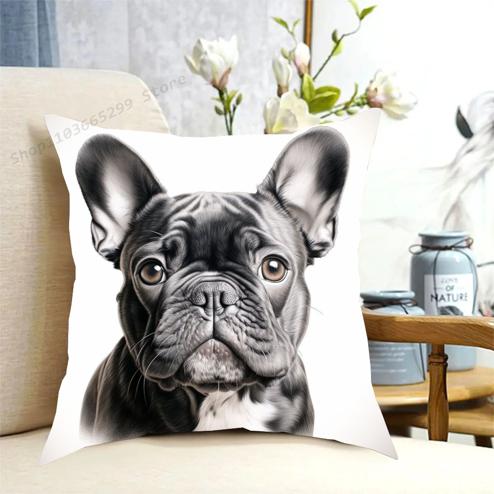 Niedlicher Haustier-Kissenbezug mit französischer Bulldogge, Kissenbezug, Sofa-Kissenbezug, Raumdekoration