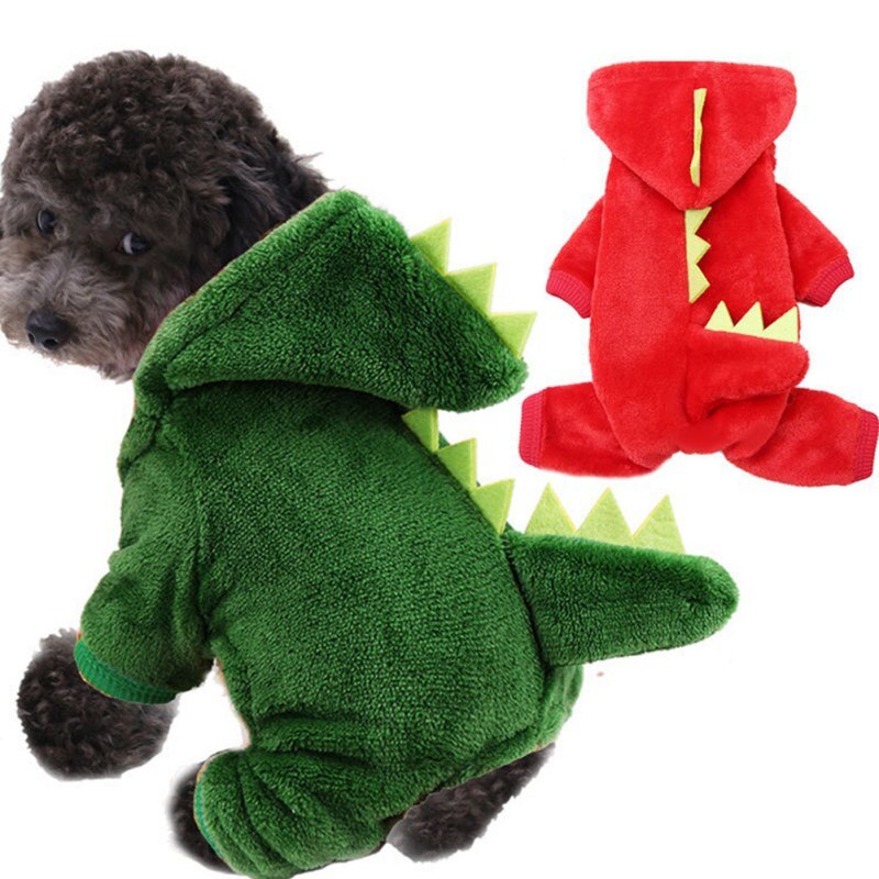 Sudadera con capucha para mascotas, ropa para perros, modelo divertido de dinosaurio, pijamas suaves, adorables Yorkies, trajes de otoño e invierno, accesorios de Cosplay