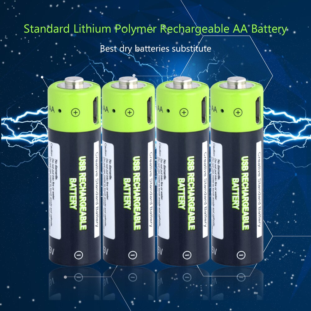 2X1700Mah Oplaadbare Aa Lithium-Ion Polymeer Batterijen Usb Lader 1.5V Volt Aa Li-Ion Lipo Batterij voor Afstandsbedieningen Speelgoed