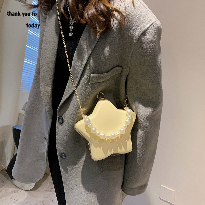 Sterne bilden Kasten Geldbörsen und Handtaschen für Frauen Luxus Party Kupplung Abend Tasche Perle Kette Schulter Tasche Umhängetasche