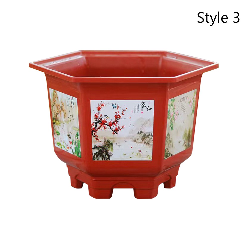 Practical Plastic Flower Pot Resin Large-diameter Potted Bonsai Garden Supplies Thickened Hydroponic Planter: Red