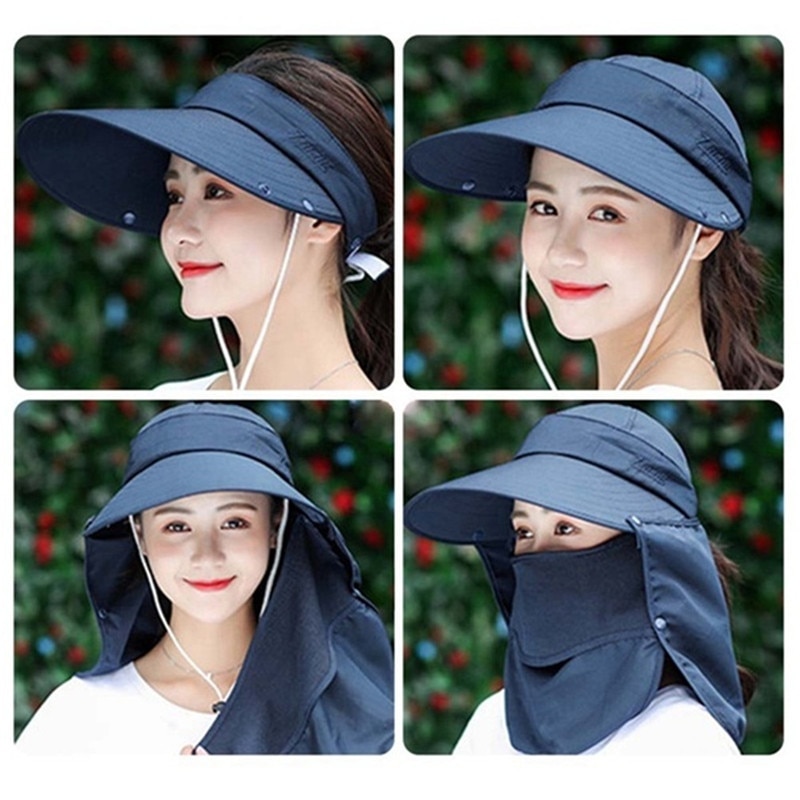 Gorro de sol para pescar de doble capa para mujer, gorra para exteriores, gorro para senderismo, sombrero para Camping, visera, protección para cubrir cuello y rostro, gorra protectora para el sol