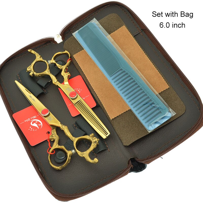 6.0" Dog Cutting Scissors Thinning Shears Dragon Handle Japanese Steel Dogs Grooming Scissors Barbers Tools A0096A: A0098A-01-60