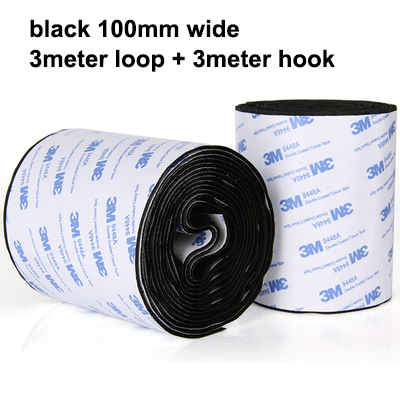3Meter 16-100Mm Zelfklevende Klittenbandsluiting Tape Nylon Sticker Haak Lus Strips Fastener Met lijm Diy Accessoires: Black 100mm
