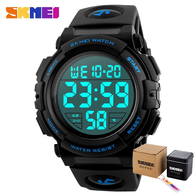 Kinder Kinder Uhren SKMEI Outdoor Sport Digital Uhr Wasserdicht 50M Kinder Jungen Armbanduhren 1258: Blue-box
