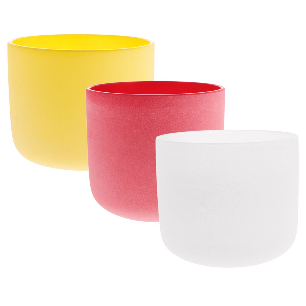 Crystal Singing Bowl C Note E Note Set for Frosted Quartz 7 Inch