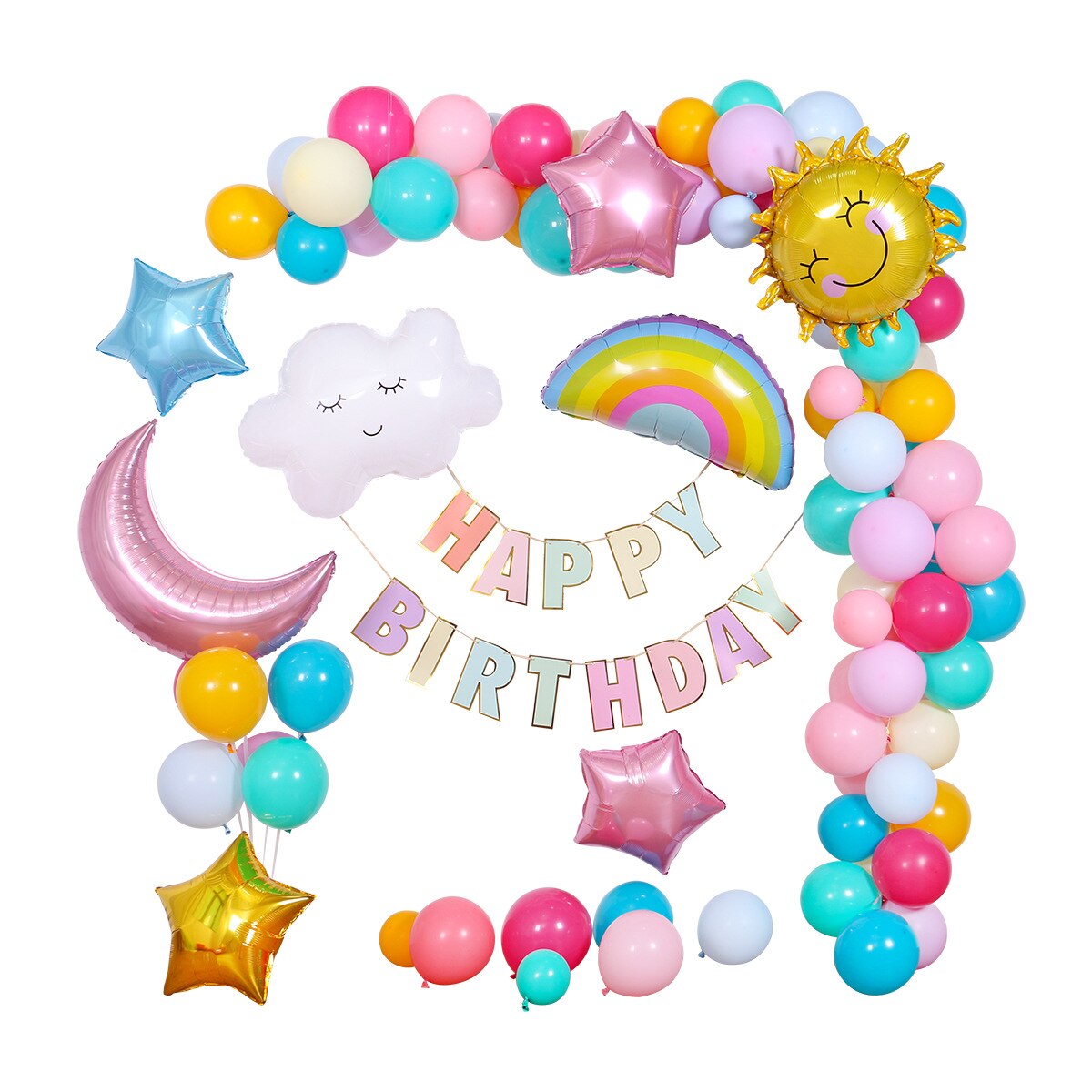 Kinder-süßigkeiten-luftballons-set, geburtstagsdekoration, geburtstagsballons, sommer-eiscreme, donuts, süßigkeiten, festliche partyartikel