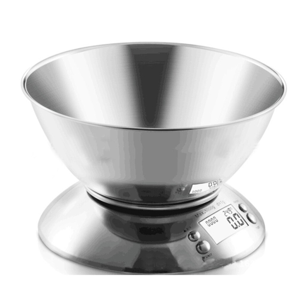 Digital Kitchen Scale 11lb/5kg Multifunction Accuracy Food Scale with Removable Bowl Tare Clock Temperature Indication