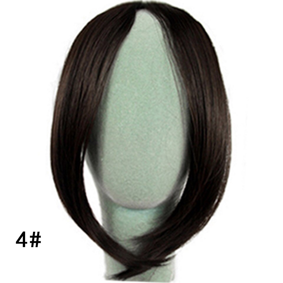 Lupu negro marrón medio flequillo mujer clip de pelo accesorios para el cabello pelo recto Roma Peluca de fibra sintética natural: 4