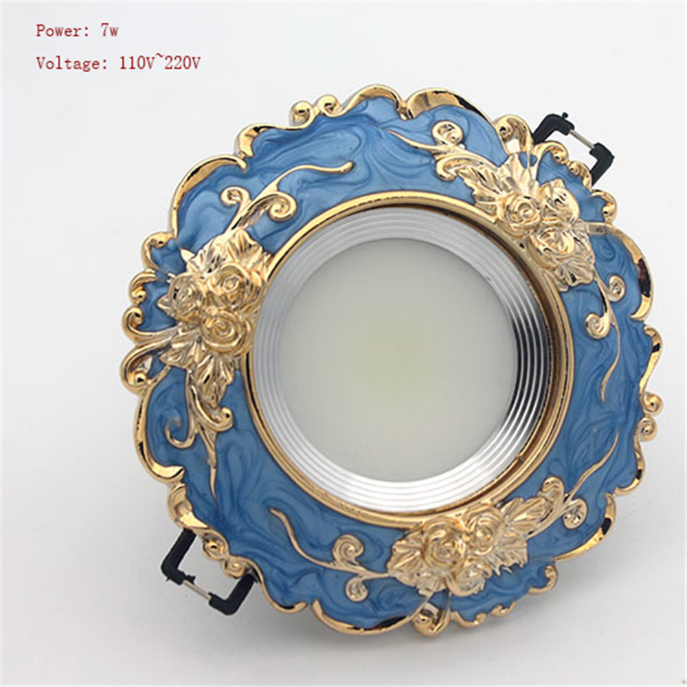 Art Deco Resin Blauw Goud Guirlande Led Downlighters Woonkamer Hal 5W 7W Loft Interieur Inbouw Plafonds Lamp 110V 220V Spanning: Warm White / Black