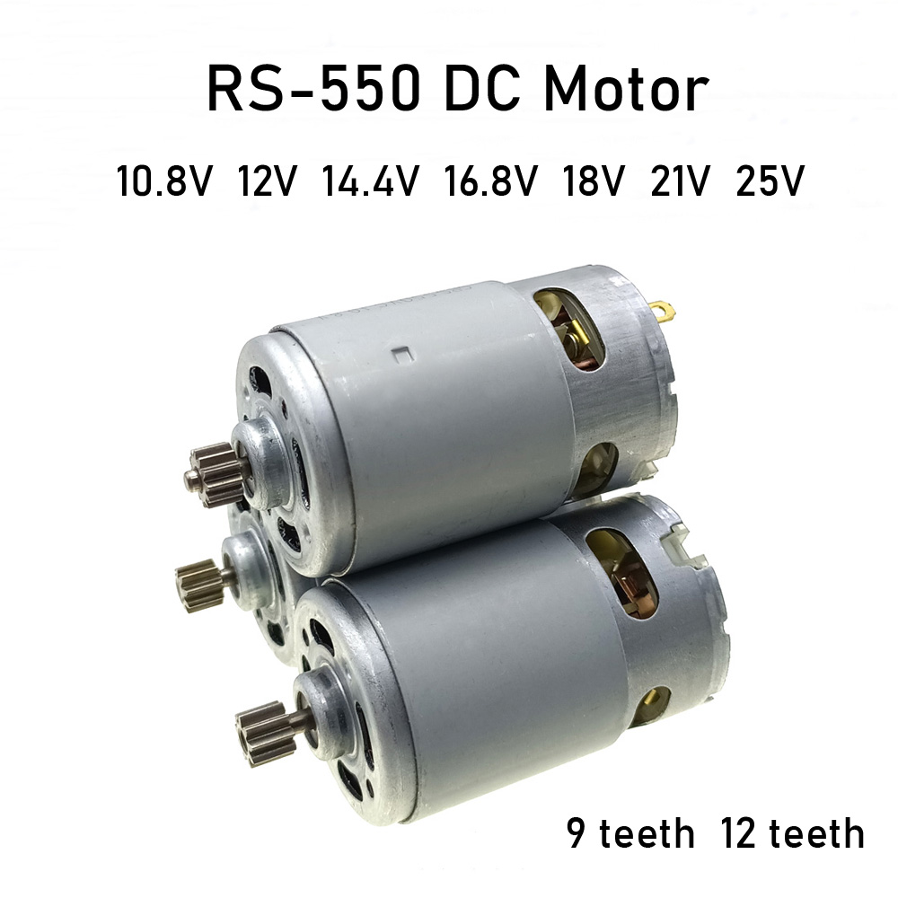 10.8v 12v 14.4v 16.8v 18v 21v 25v likestrøms elektrisk motor  rs550 9 tenner 12 tenner skrutrekkerbormotor med girkasse med høyt dreiemoment