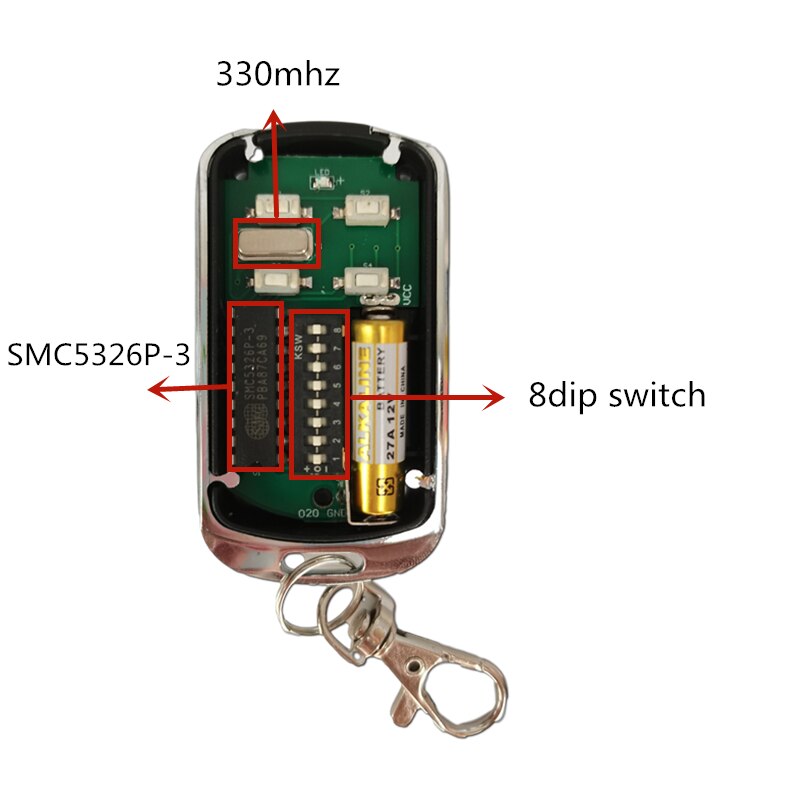Singapore malaysia 5326 330mhz dip switch auto gate remote control key fob 433mhz 8 dip switch remote garage command