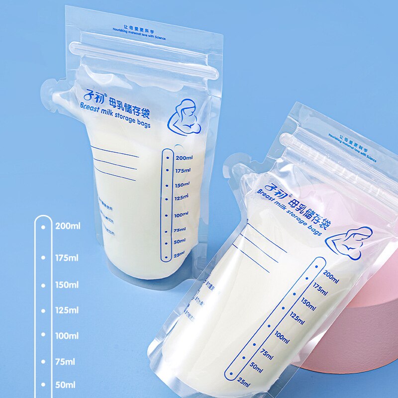 Stockage de lait maternel avec bec, 30 pièces, sachet de congélation, étiquettes jetables, stockage sûr des aliments pour bébés, alimentation, stockage des aliments pour bébés