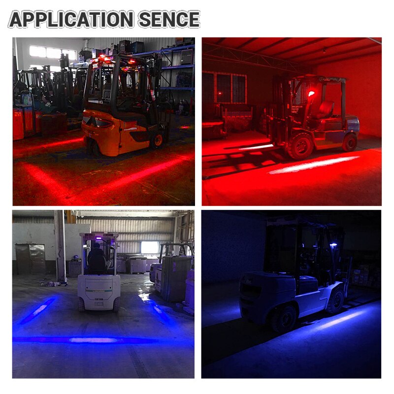 1/2pcs Black Forklift Safety Light 18W LED Security Indicator Light for Warehouse Pedestrian Red Blue linear Warning Spotlight