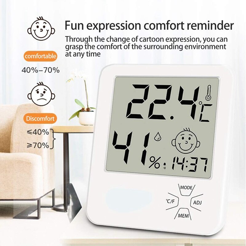 Gtbl Huishoudelijke Digitale Thermometer Hygrometer Monitor Met Wekker Indoor Kleine Elektronische Thermometer Met Achtergrondverlichting