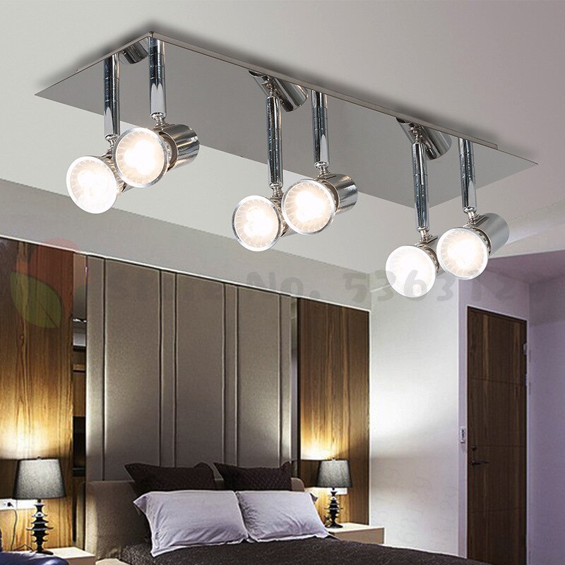 3/4/6 Way Rotatable Iron Led Ceiling Light Angle Adjustable Showcase Lamp GU10 Living Room LED Cabinet Spot Lighting 110-240V