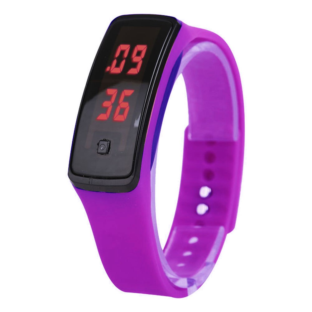 Sport LED Women Watches Candy Color Silicone Rubber Touchscreen Digital Watches Waterproof Bracelet Wrist Watch JAN88: Purple