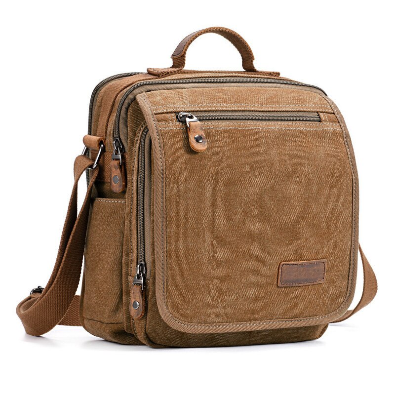 sac en toile pour hommes sacoche Oblique homme sacs à main de de voyage sacs à bandoulière d'épaule de sac de Document pour hommes: Coffee