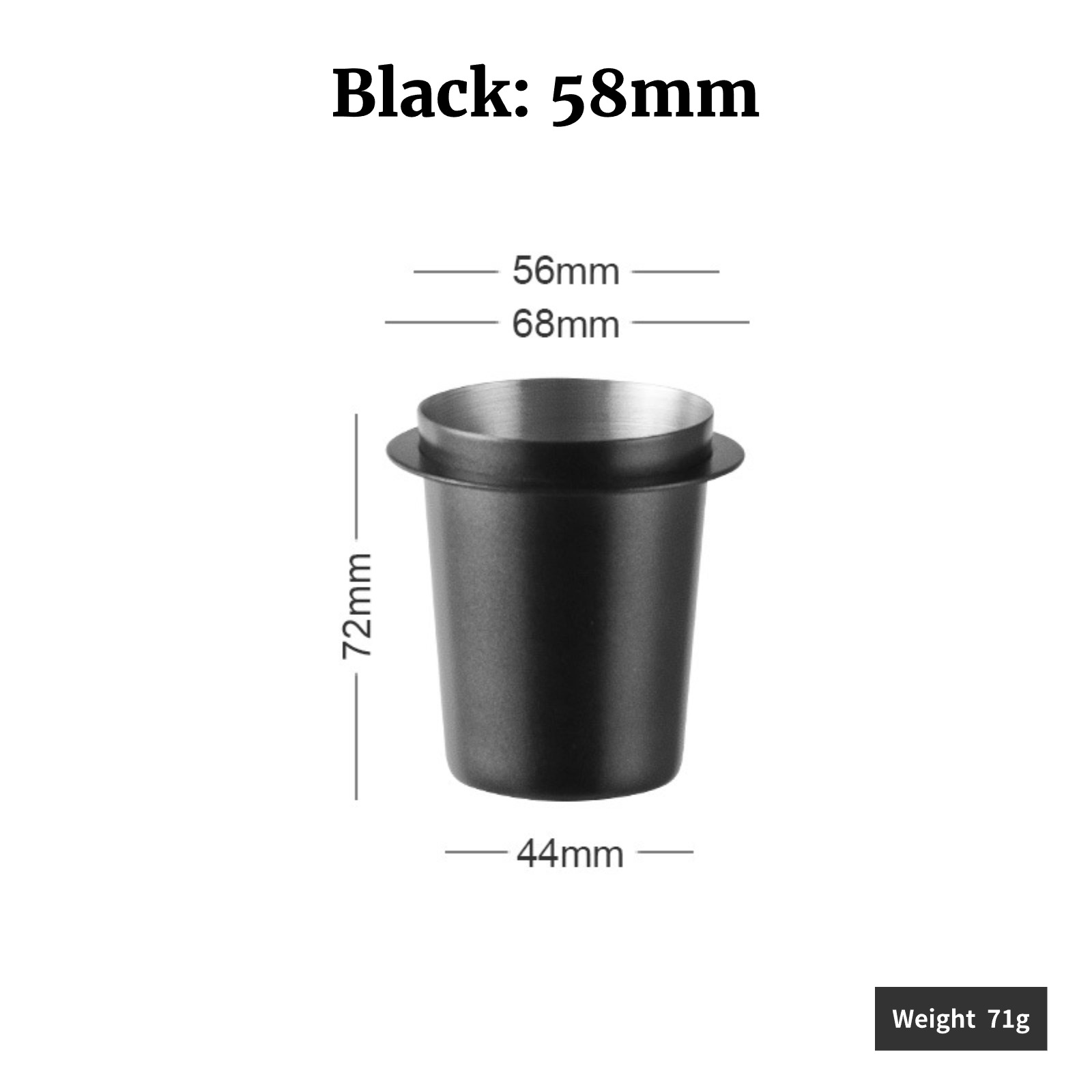 Kaffee Dosierung Tasse Schnüffeln Becher für Espresso Maschine Tragen Beständig Edelstahl Kaffee Dosierung Tasse 58/53/51mm: Gelb