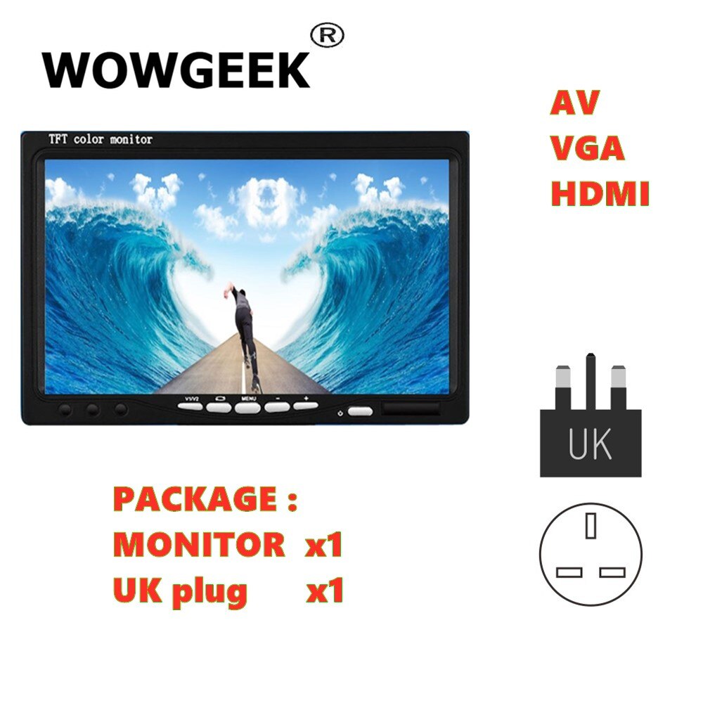 7 Inch Portable Monitor Car Desktop1024x600 Display HDMI-Compatible/VGA/AV Photography Tv-Box Raspberry Pi Switch/router config: m-uk