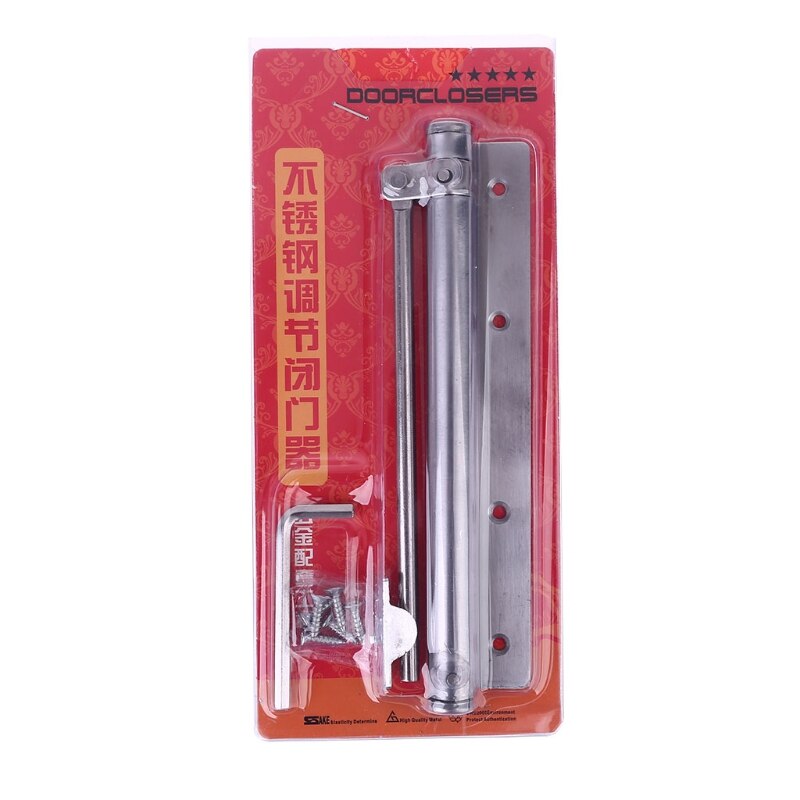 Single Spring Strength Adjustable Stainless Steel Automatic Closing Door Closer for Home Bedroom Wooden/Metal Door