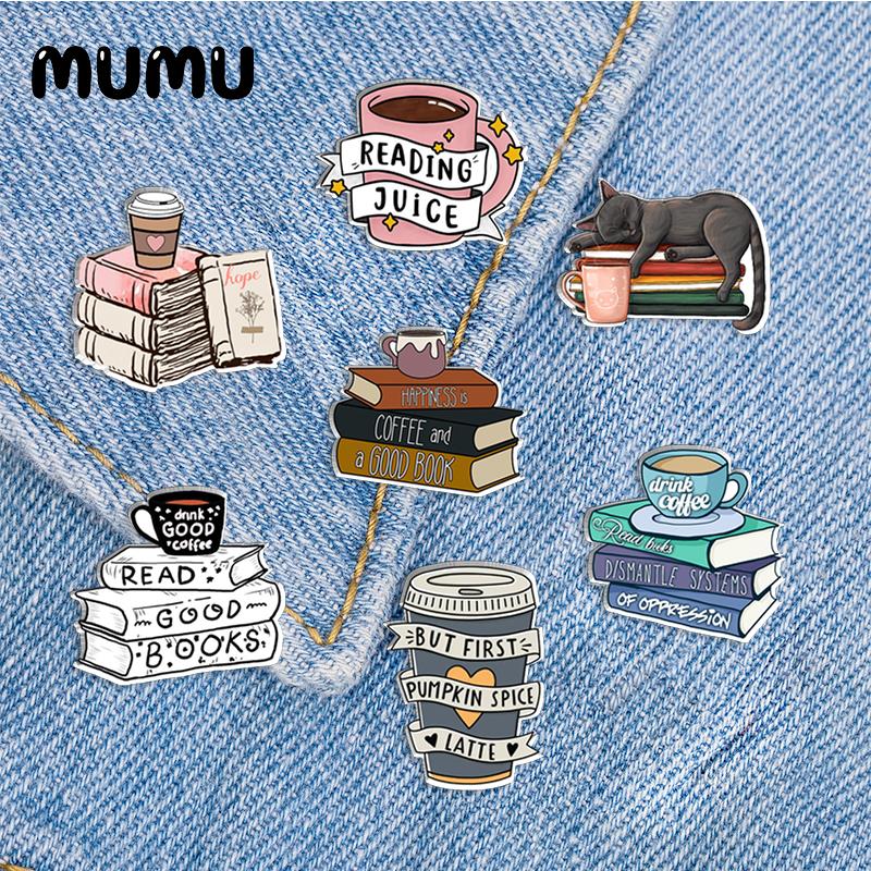 2023 Drank Koffie Lees Boeken Revers Pin Art Acryl Broches Handgemaakte Epoxy Sieraden Shirt Badge
